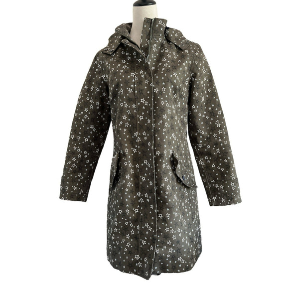Boden Raincoat Womens 6R Suki Star Jacket Zip Snap Closure Pockets Hood *Flawed* - Picture 2 of 12